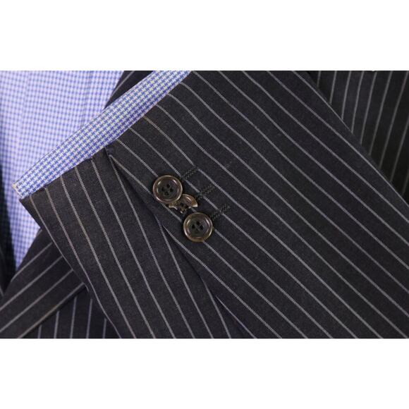 Armani Collezioni Charcoal Chalkstripe 3-Btn Wool Suit Blazer Jacket 48R - Picture 6 of 10